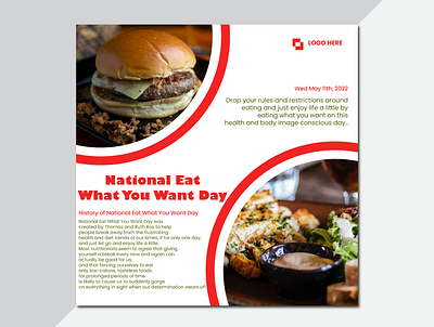 Social Media Design National Eat What You Want Day ad graphic design national eat what you want day social media design temoleat
