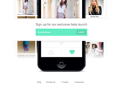 Sign up for launch app button email fashion green ios iphone landing mobile navigation submit