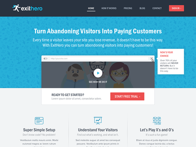ExitHero Home browser headline icon icons menu navigation pattern popup startup video web website