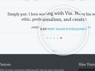 Vintom III Quotes blue effect minimal orange quote redesign serif slab stitch testimonial texture