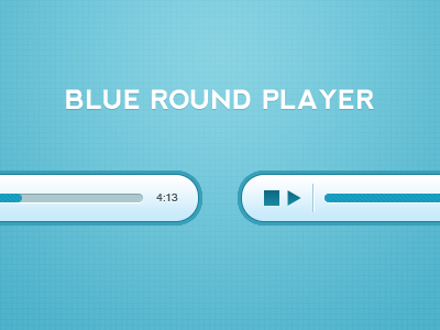 Blue Round Player glossy gradient inset mp3 music player