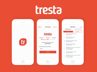 Tresta Mobile android branding ios mobile notifications progress red ui ux