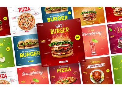 Food Social Media Banner Ads Template Design