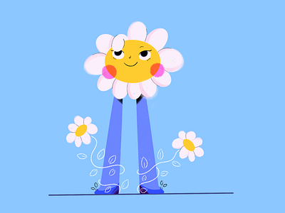 Daisy dreams 2d character art character design commercial cute daisy flower happy happy flower illustration marc jacobs procreate smile unique character