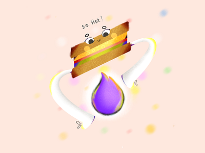 Oh! This sandwich is so hot ! 2d art cartoon character design children book commercial cute design drawing food food art food design happy illustration illustrator ipad pro art menu design procreate sandwich website illustration