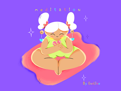 Meditation 2d art character design commercial cute design dream female flat graphic design illustration ipad pro art procreate purple woman