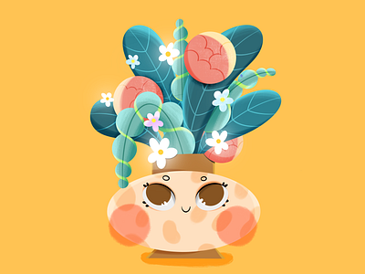 Flower bouquet 💐 2d adobe photoshop bouquet character art character design commercial cute design drawing editorial flower flowers funny happy illustration leaves orange procreate smile yellow