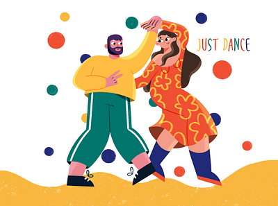 Just dance 💃 2d adobe cartoon character design colorful commercial couple cute dance dancers editorial flat style graphic design human illustration love lovers people art procreate vector