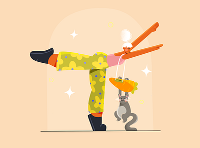 Posing with a kitty cat 🐈 2d adobe art branding cat character design commercial design editorial flat style grain graphic design hand drawn illustration kitty procreate texture vector vector illustration yoga