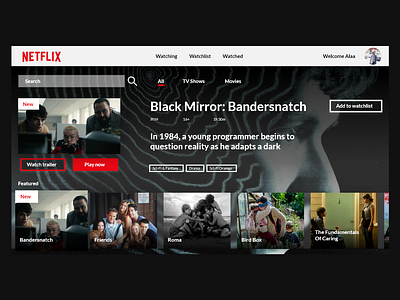 Daily UI - TV App adobe xd daily ui netflix ui ux