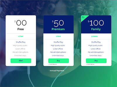 Daily UI - Pricing adobe xd music pricing ui ux