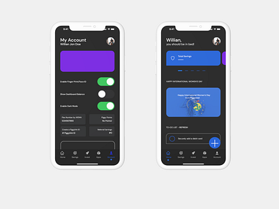 Home and Account Page account page copied design figma fintech home page mobile design ui