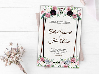 Wedding invitation Card calligraphy design floral design floral illustration flyer illustration invitation card invitation design marriage ceremony save the date typography wedding card wedding date wedding invitation