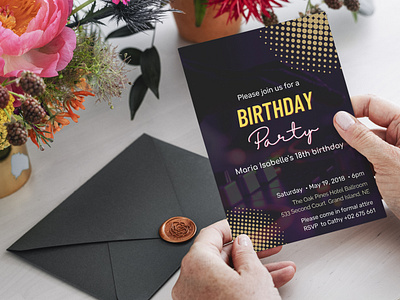 modern birthday party invitation flyer