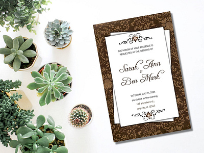 Lace textured background wedding invitation