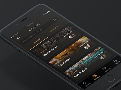 Runway App dark food gold grey invite ios lunch order simple ui ux