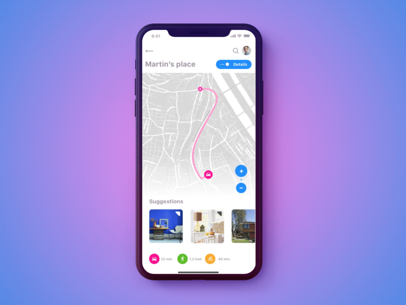 Location Tracker – Apartment Rentals animation apartment circle ios iphonex location tracker map mobile rentals ui ux