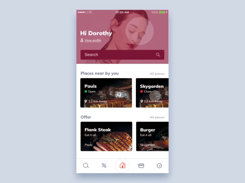 Restaurant Search – Smorder App detail grey ios iphone keyboard map mobile profile search ui uiux ux