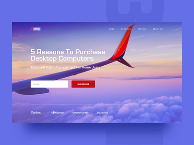 New Project Header ✈️ blue flight header jet pink subscribe ui ux web