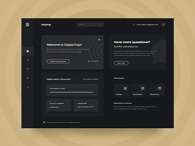 Digital Proof - Concept black blockchain certificate dark document gold proof ui ux web