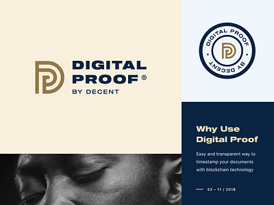 Digital Proof Logo badge blockchain brand branding dark blue gold logo proof stamp type typography vector