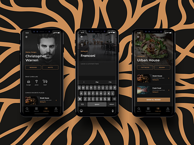 Runway V2.0 app design black gold ios iphone xs iphonex restaurant ui user interface ux