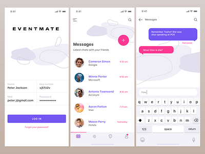 Eventmate - Refresh abstract design event ios iphone logo messaging mobile navigation bar purple tab bar text ui ux