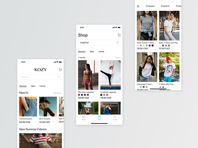 Kozy, clothes store app