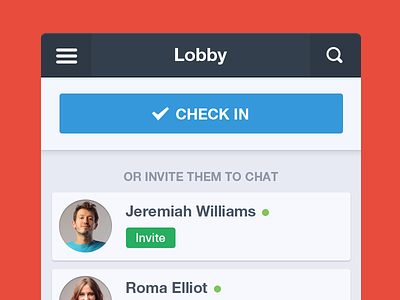 Lobby check in flat design ios iphone app minimal profile simple ui