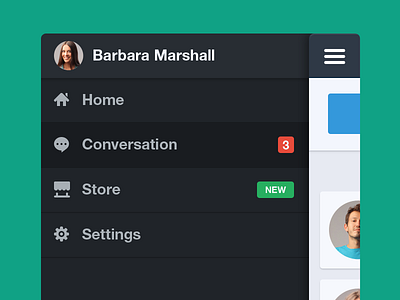 Side Bar app conversation home iphone menu profile setting side bar store ui