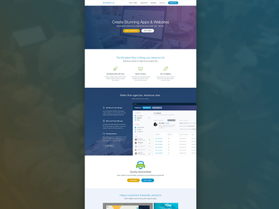 Brightalyze Landing page big background photo clean colors flat guarantee icons landing page support testimonial ui ux