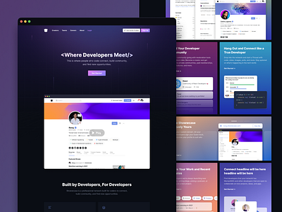 Showwcase - Landing Page clean code coding dark design design agency developer gradient illustration landing page logo pattern ui ux web design