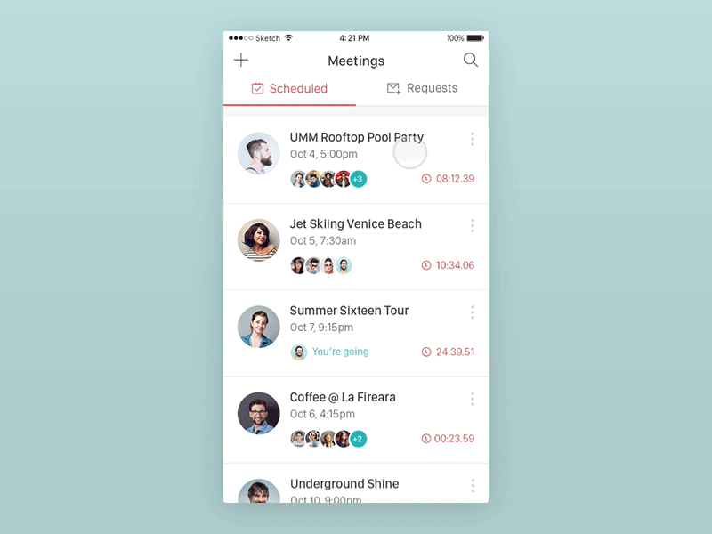 Event App Animation animation calendar chat clean events location map messenger pin place ui ux