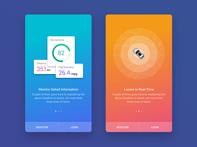 Walkthroughs car cards clean gradients on boarding real time ui walkthroughs