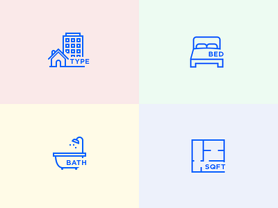 Property Icons bath bed building icons property sqft type