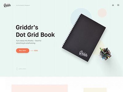 Griddr Hero book buy dot grid ecommerce minimal notebook web design wireframes