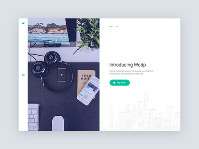 Wotip Landing Page app store freelancer ios landing page menu ui ux