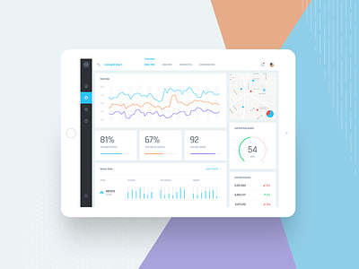 Sensor Dash chart dashboard data graph map pie sensor data settings speed stats ui ux