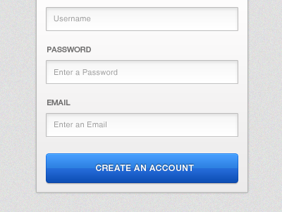 Create an account account button clean create form modern noise slick