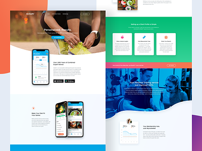 Fitness App Web colorful gradient graph ios iphone x landing page stats ui ux