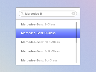 Search benz class clean mercedes model modern pixel search ui