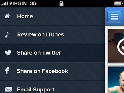 Share on Twitter app iphone menu navigation pattern ui