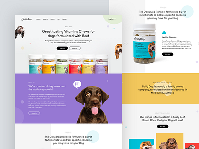 Dog's Food Site bright colorful dog food product ui ux webdesign website