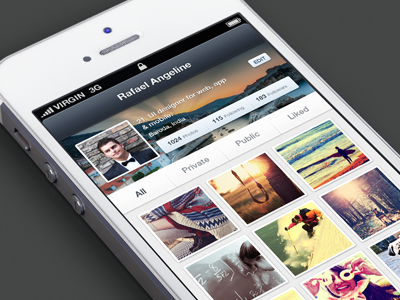 Profile app followers following ios iphone photos profile ui ux