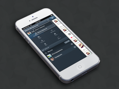 Drop down app chat connection drop down file inbox ios iphone meeting profile project ui