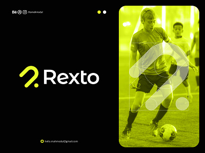 Rexto active app app icon appariel brand logo branding footballer icon itsmahmodul logo logo desgin r r logo r sports logo mark rexto run sport sports sportswear sporty