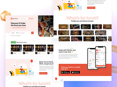 Elmenus Landing Page 101 clean design food ordering gradient interaction landing page ui ux web web design website