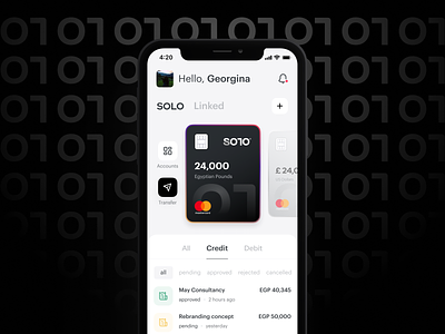 SOLO - First all-in-one financial app app bank clean design finance fintech ui ux wallet