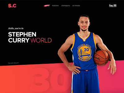 Stephen curry world basketball designer gradient nba personal portfolio stephan curry template ui ux web website