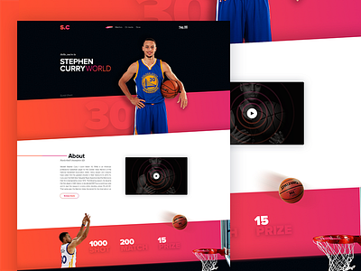 Stephen curry UI basketball designer gradient nba personal portfolio stephan curry template ui ux web website